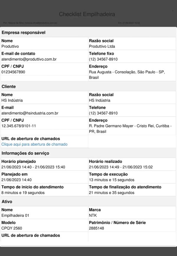 Checklist Empilhadeira Cabeçalho