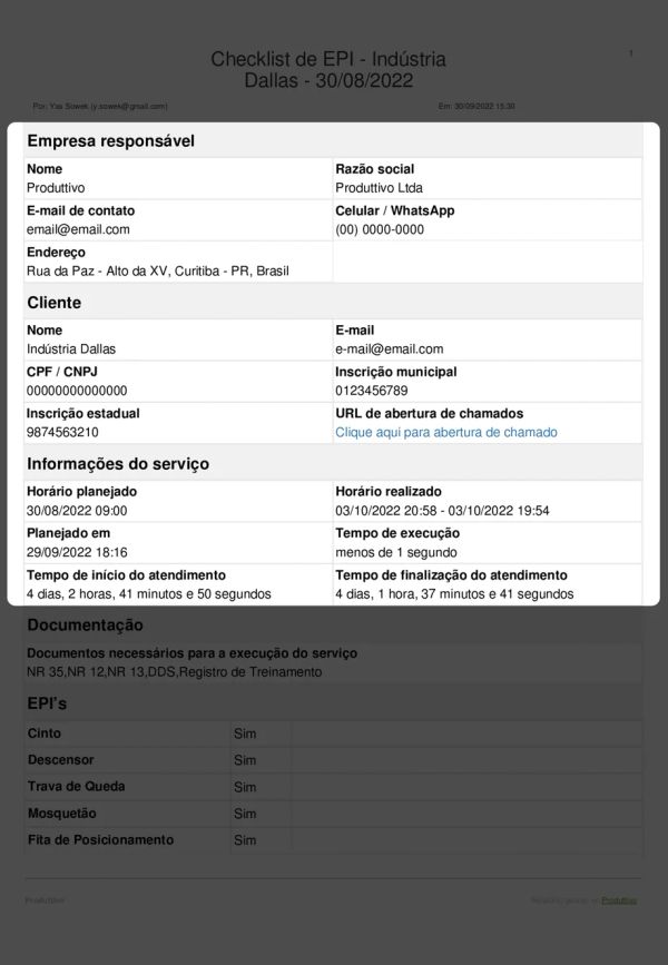 Checklist de EPI Cabeçalho