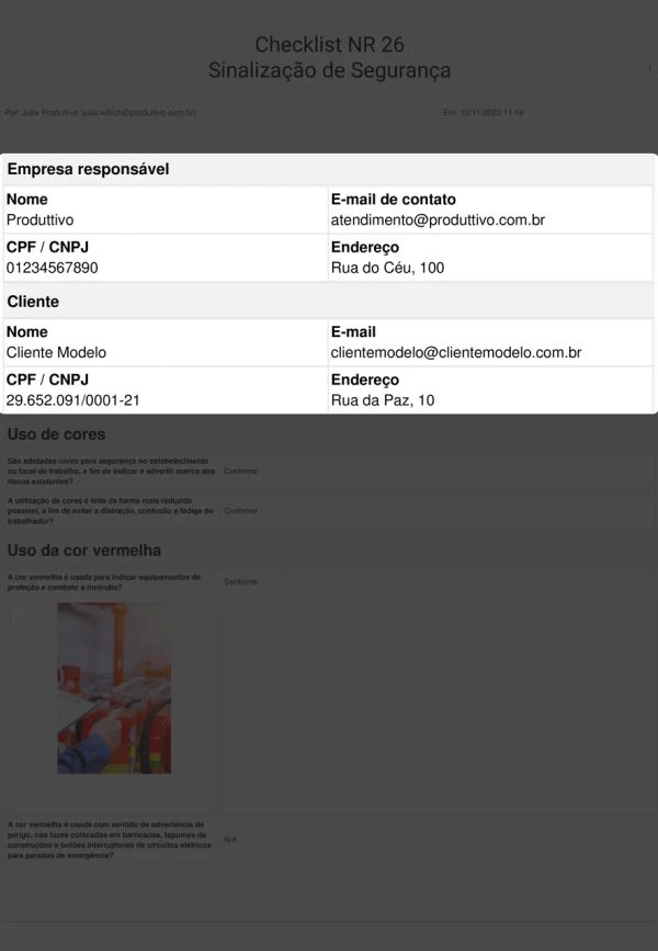 Checklist NR 26 Cabeçalho