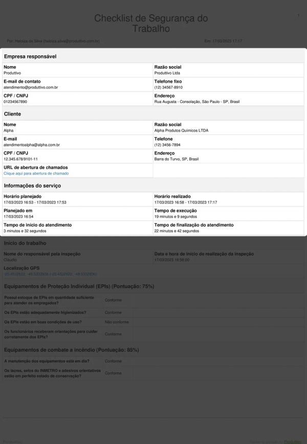 Checklist Segurança do Trabalho Cabeçalho