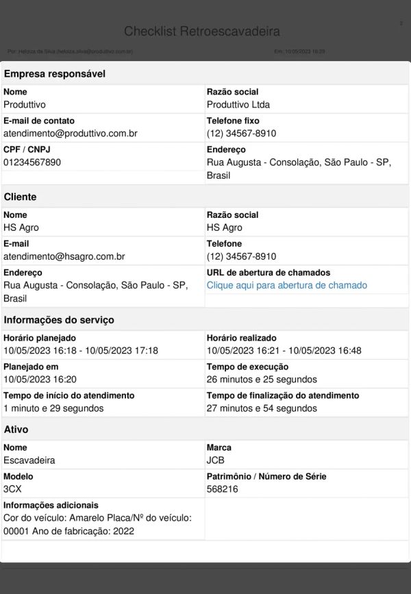 Checklist Retroescavadeira Cabeçalho