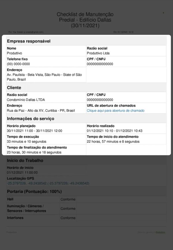Checklist de Manutenção Predial Cabeçalho
