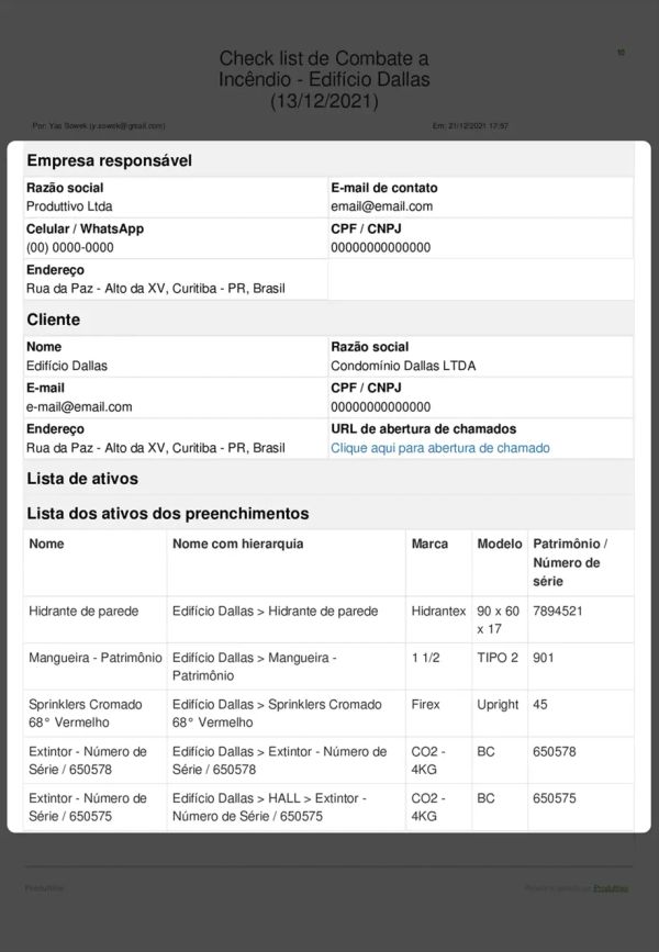Checklist de Combate a Incêndio Cabeçalho