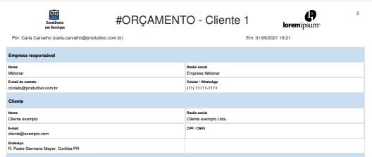 Cabeçalho Orçamento de Manutenção