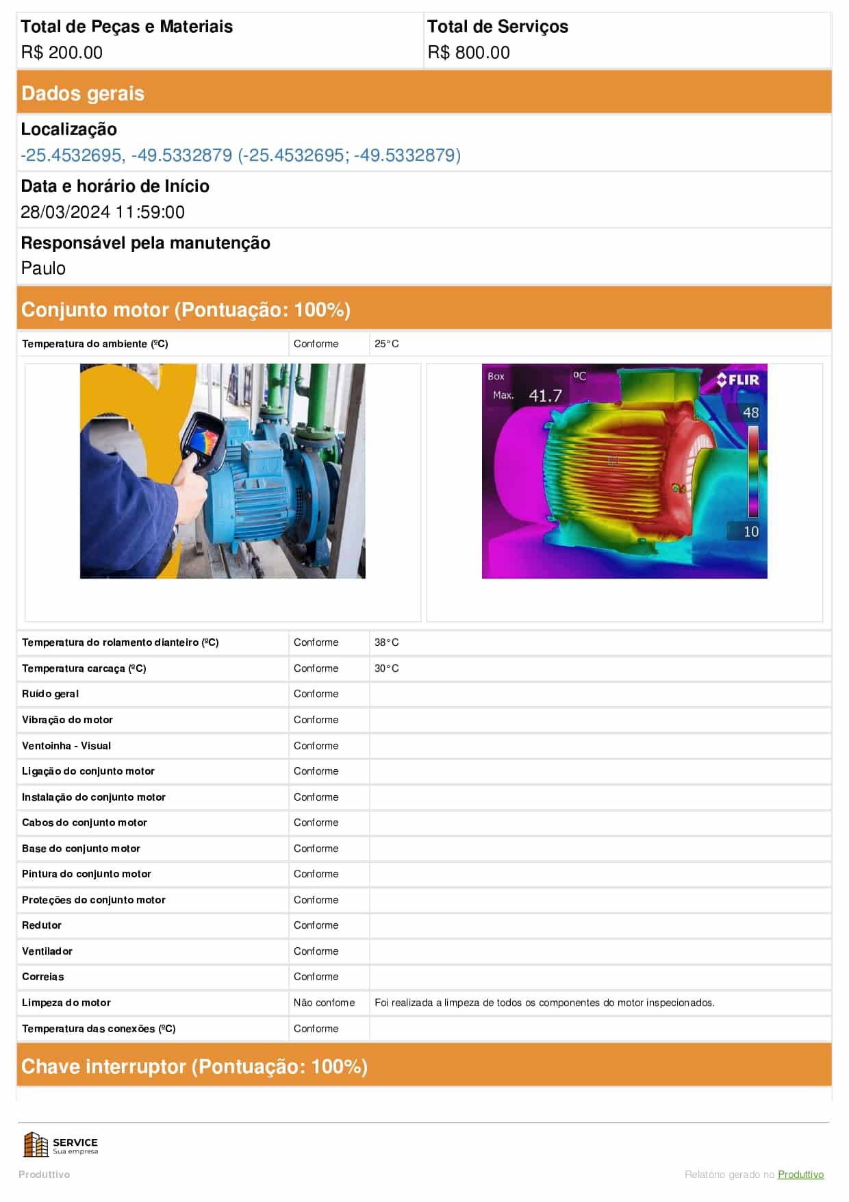 Checklist de manutenção de motores elétricos digital para usar no sistema do Produttivo 02