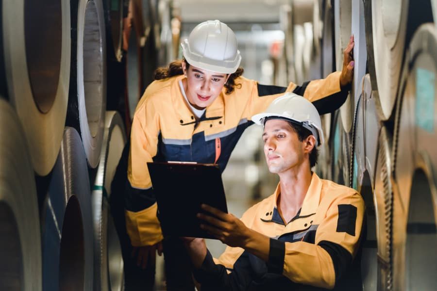 Gestor e técnica realizando a gestão de ordem de serviço em um tablet