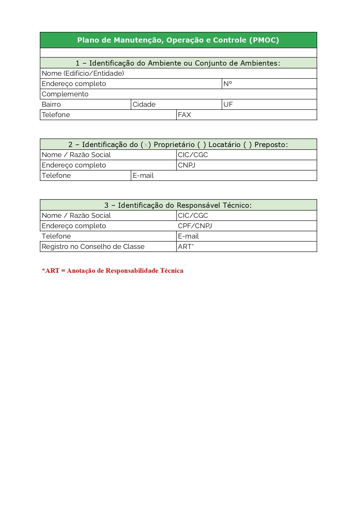 Exemplo de modelo de PMOC em Excel pronto para baixar, página 02
