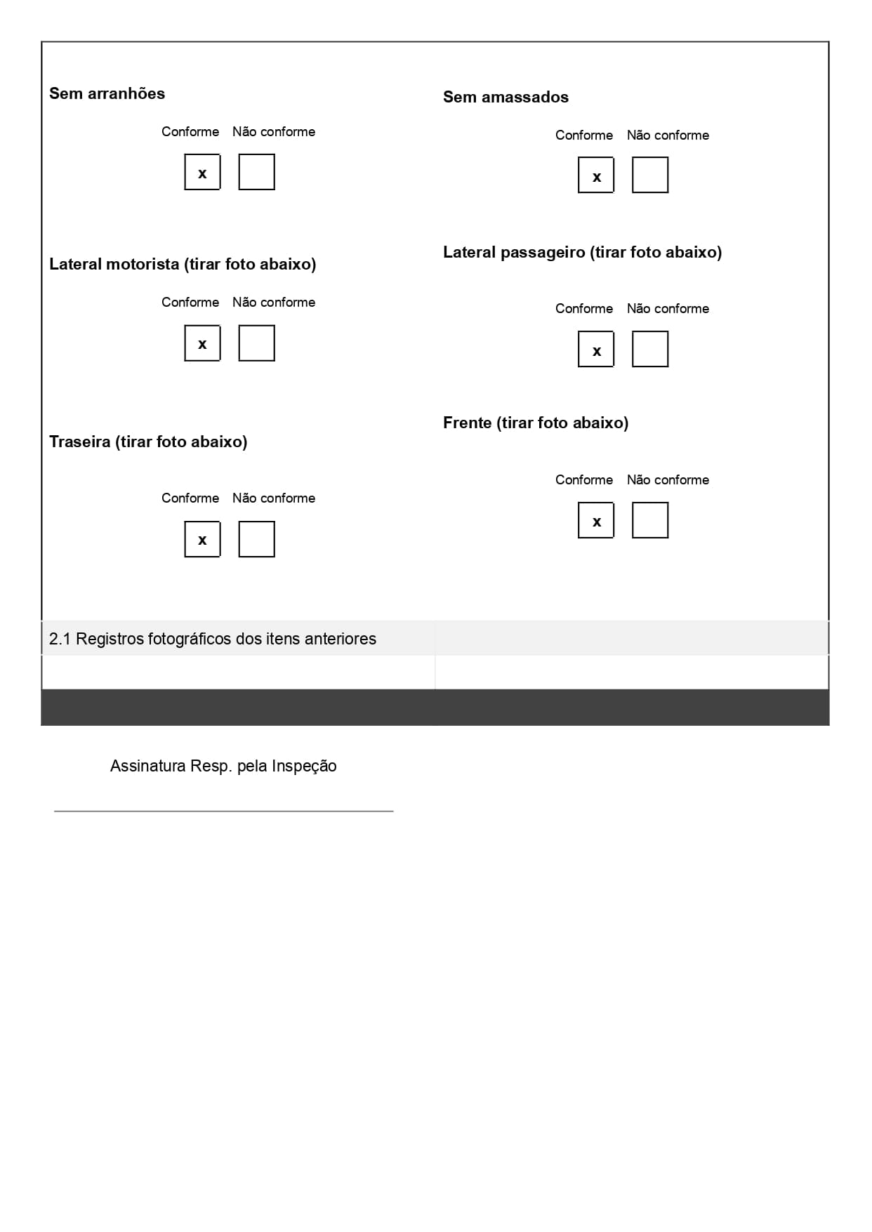 Modelo de checklist de veículos em Word pronto para baixar de graça 04