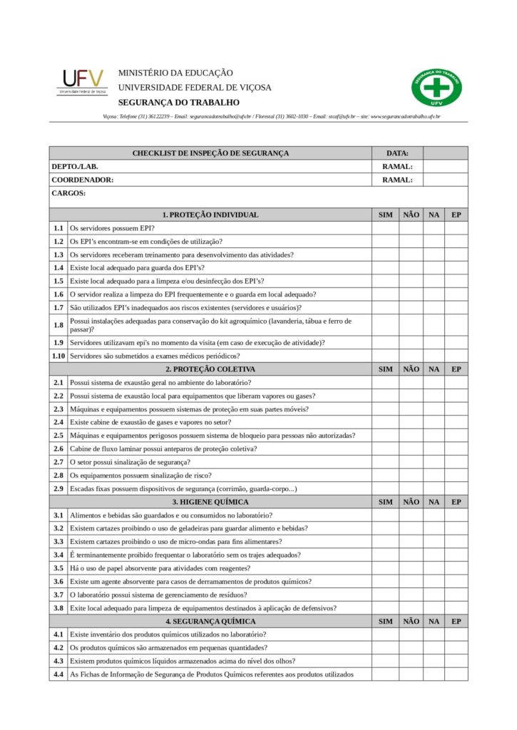 check list segurança do trabalho laboratorios 01