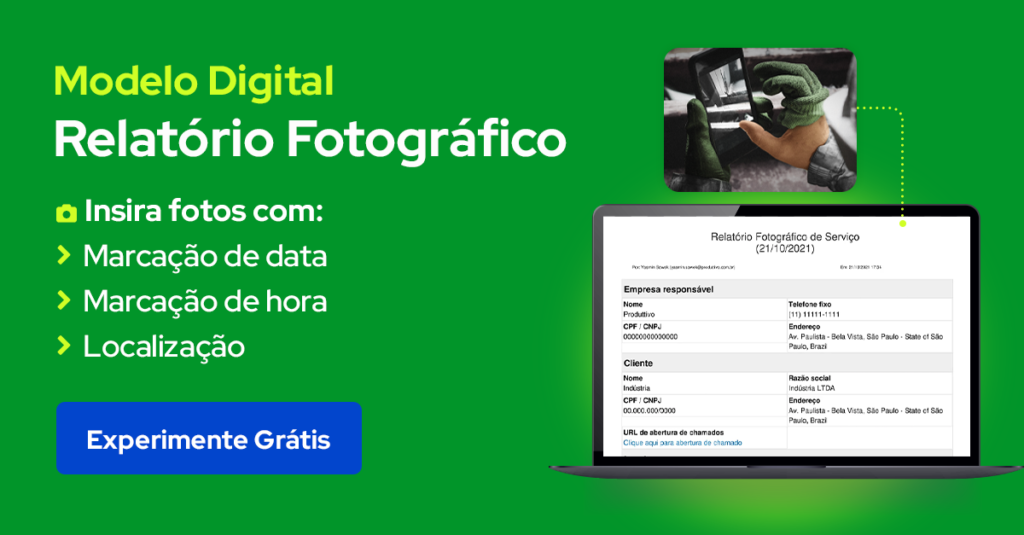 modelo de relatório fotográfico digital para usar em aplicativo