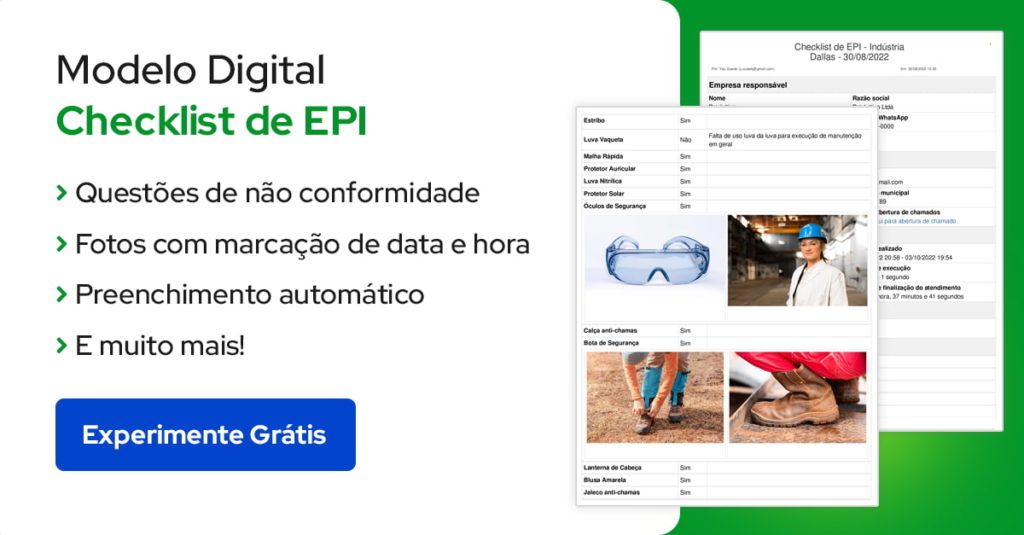 Banner convidando a testar gratuitamente o modelo digital de checklist de EPI do Produttivo