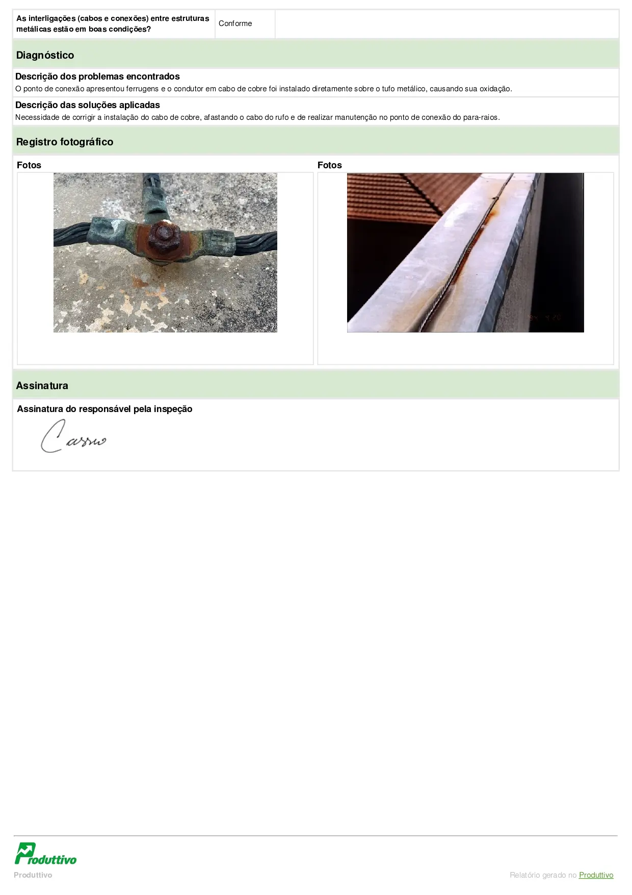 Modelo de checklist de inspeção visual digital para usar no sistema do Produttivo, página 02