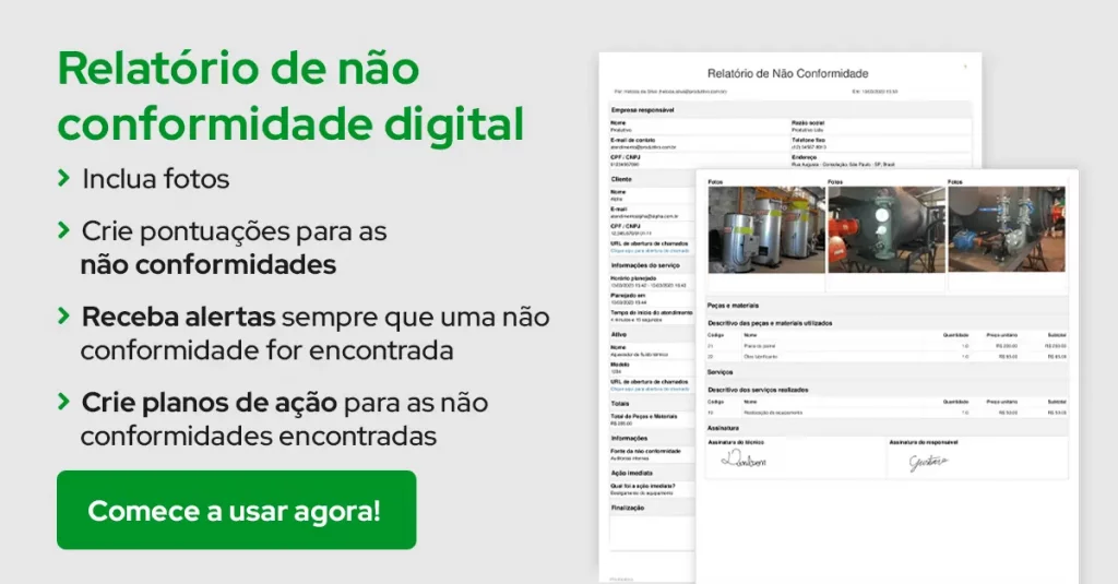 Modelo de relatório de não conformidade digital com recursos que agilizam o preenchimento