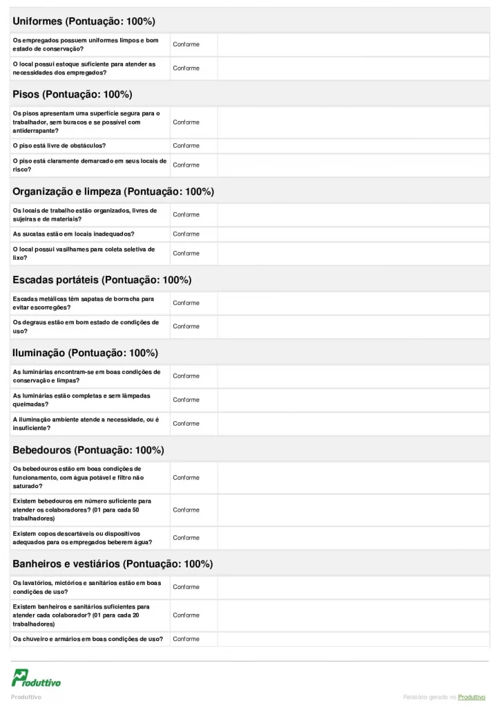 Exemplo de Checklist Segurança do Trabalho digital com questões de conformidade e imagens de comprovação, página 04