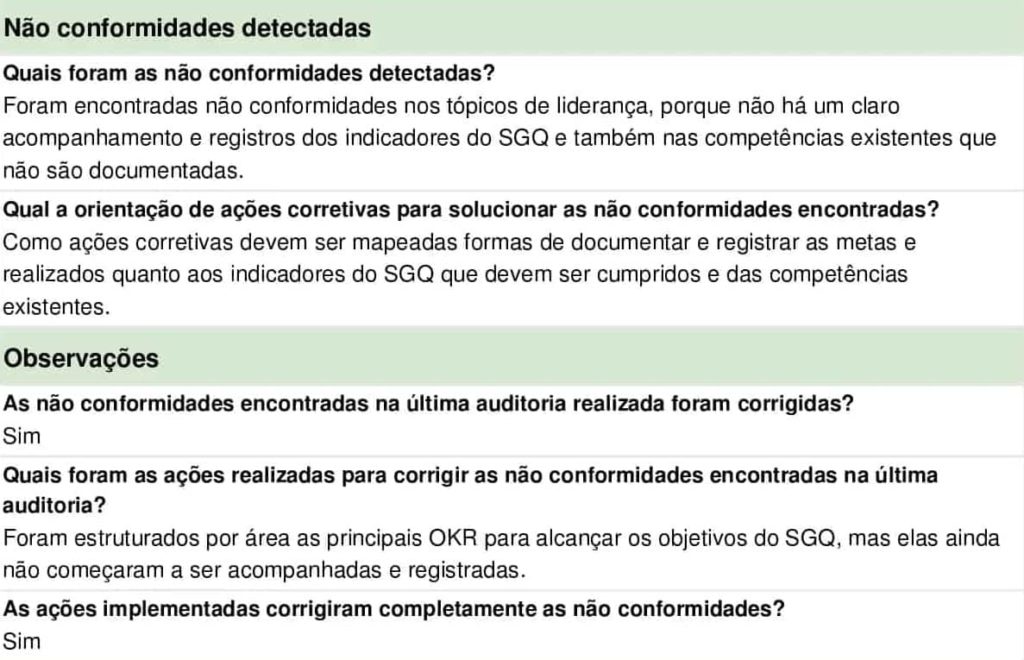 Exemplo de Check list em formato de questionário