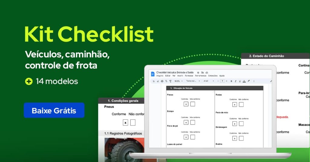 Modelos de check list de veículos em Word para baixar gratuitamente com modelos para caminhão, veículos e controle de frota