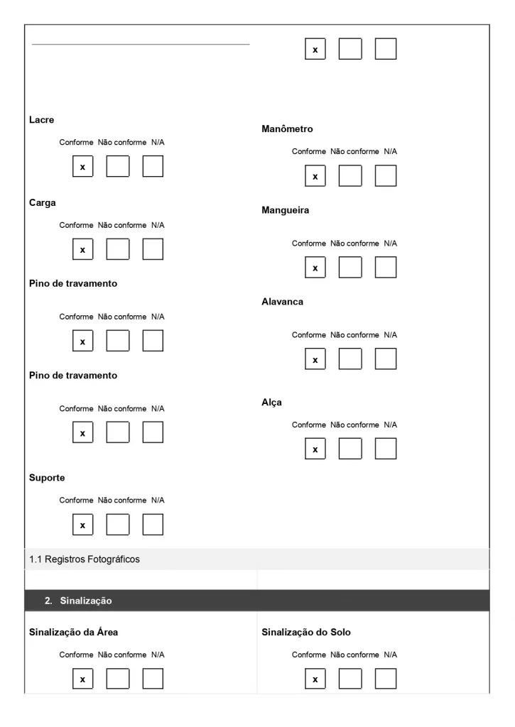 Checklist de inspeção de extintores em Word para baixar gratuitamente, página 02