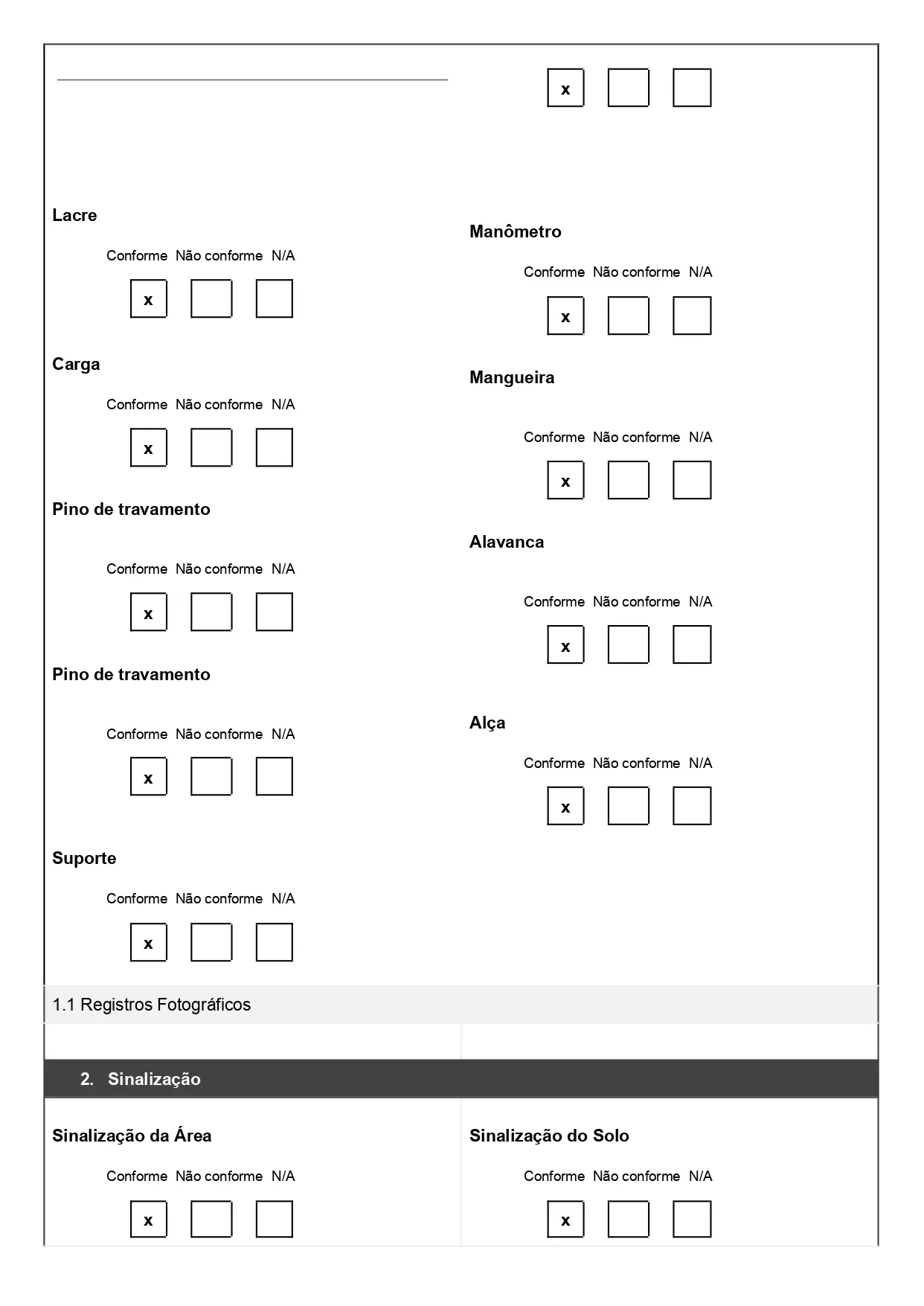 Checklist de inspeção de extintores em Word para baixar gratuitamente, página 02