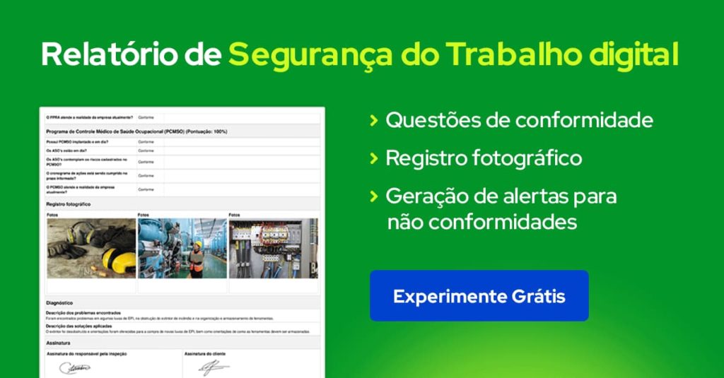 Relatório de segurança do trabalho em formato de checklist digital para usar no sistema do Produttivo