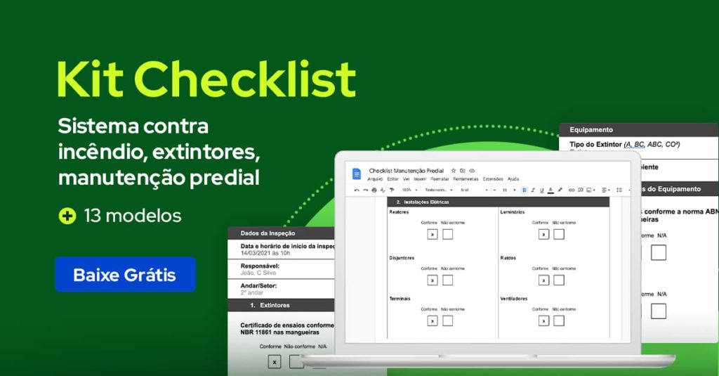 Checklists variados de sistemas contra incêndio para baixar gratuitamente