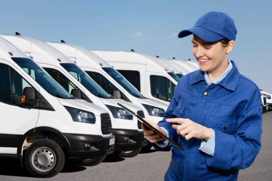 Técnica realizando o controle de entrada e saída de veículos