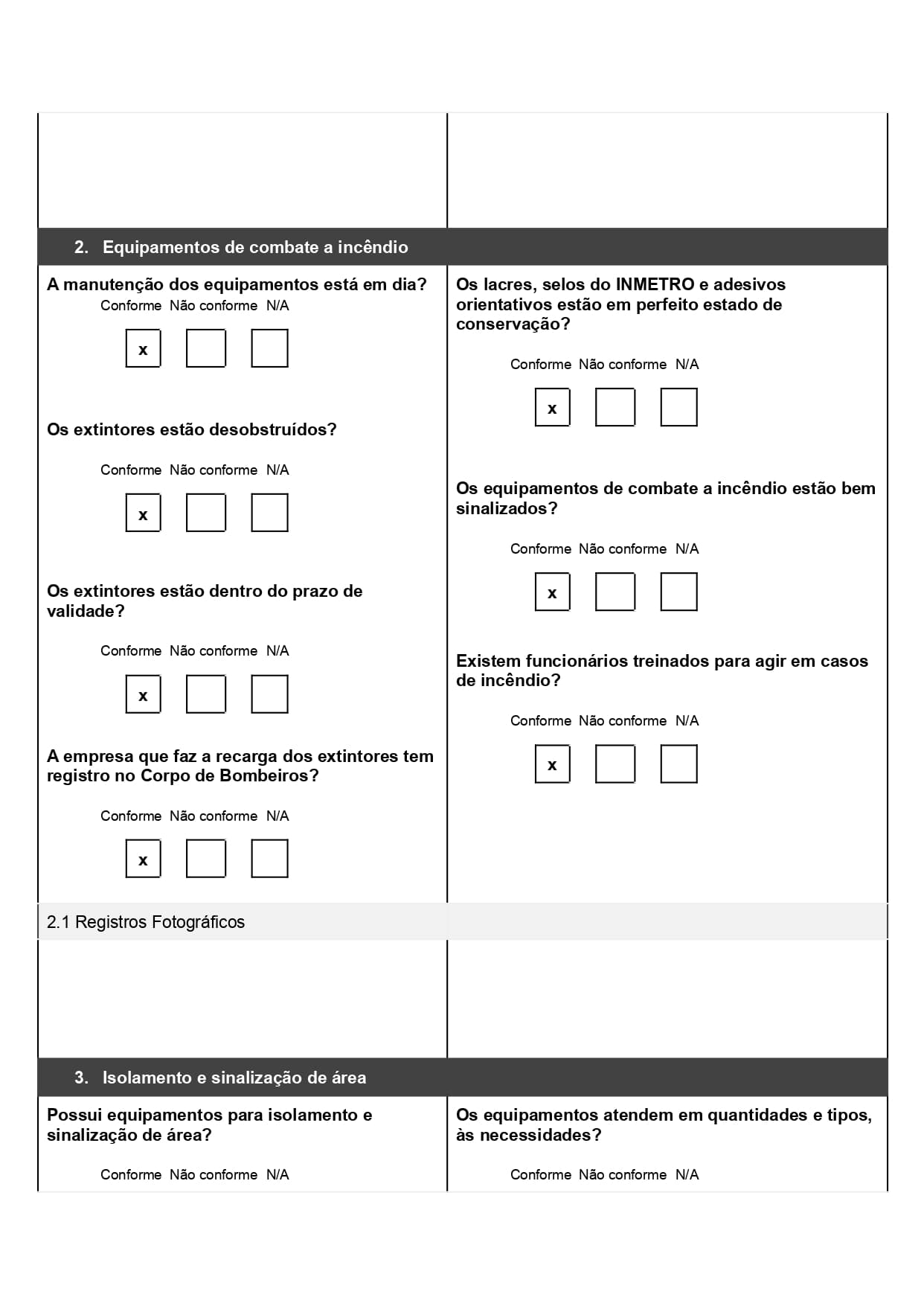 Modelo de checklist de segurança do trabalho pronto bara baixar de graça, página 02