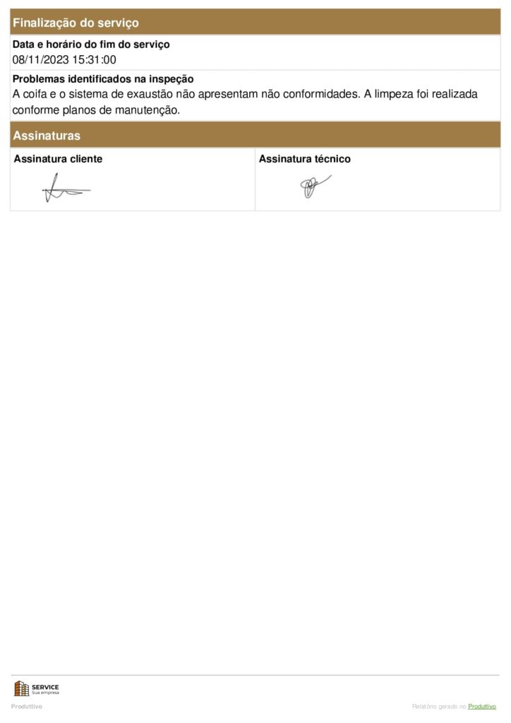Laudo de limpeza de coifa pdf gerado no Produttivo, página 05