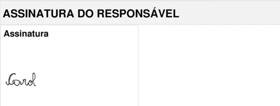 Exemplo de assinatura de checklist AVAC