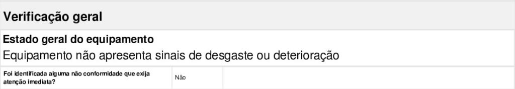 Exemplo de verificação do checklist de subestação 