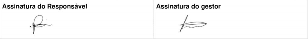 Exemplo de campo para assinatura check list NR 35