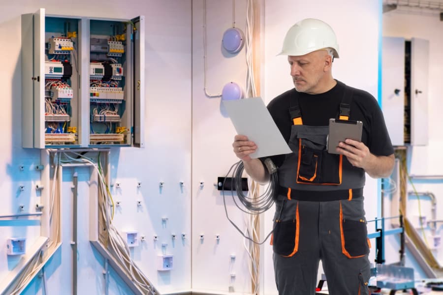 Engenheiro fazendo o laudo nr10