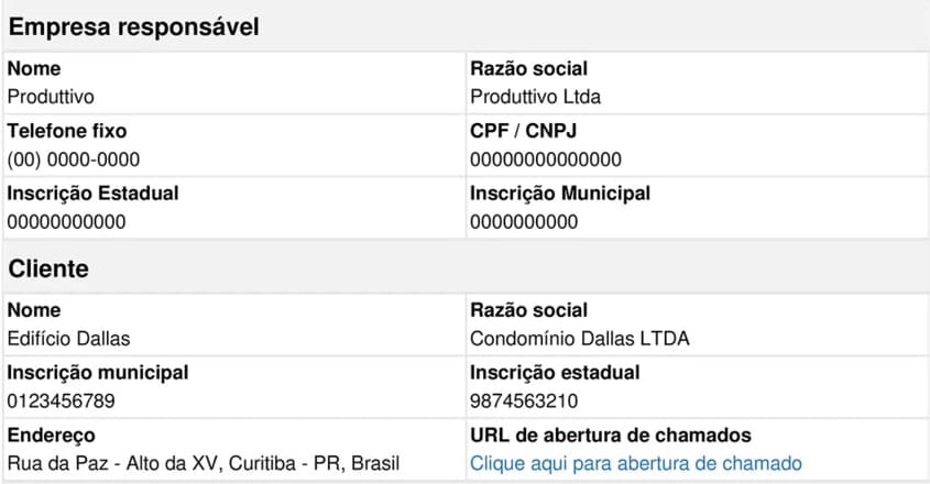 Exemplo de como pode ser o cabeçalho do relatório de visita técnica