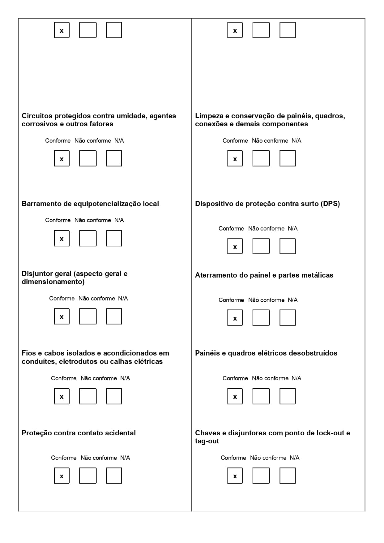 Modelo de checklist NR 10 em Word para baixar de graça 03