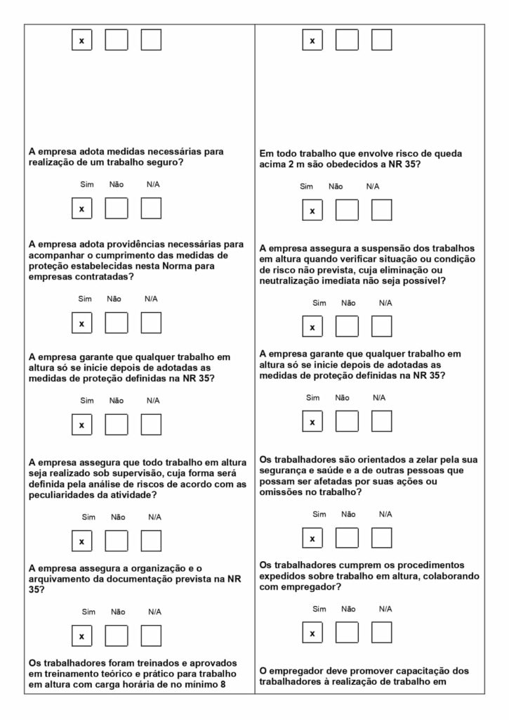 Modelo de checklist NR 35 em Word para baixar de graça 02