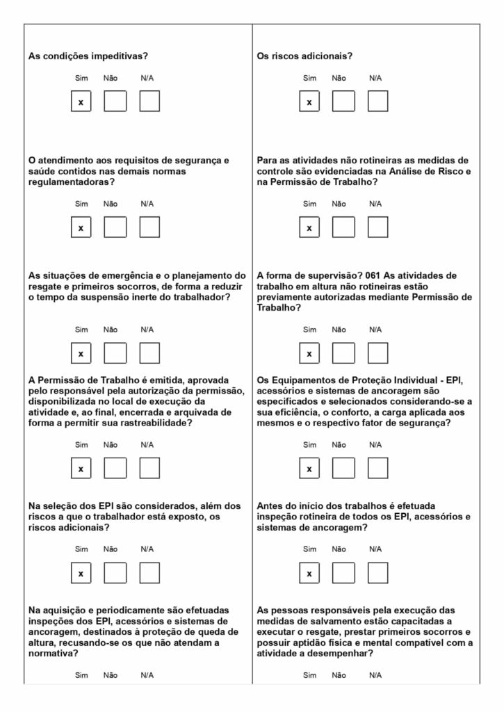 Modelo de checklist NR 35 em Word para baixar de graça 05