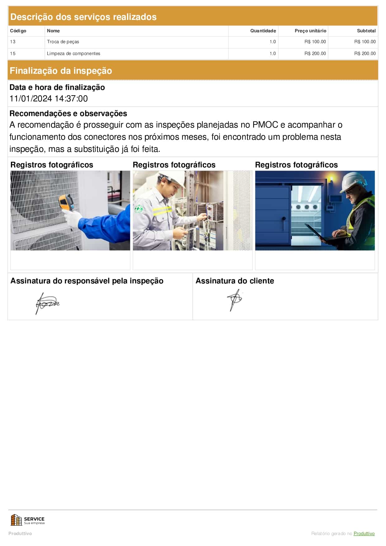 Modelo digital de Checklist de Manutenção de câmara frigorífica para usar no Produttivo, página 04
