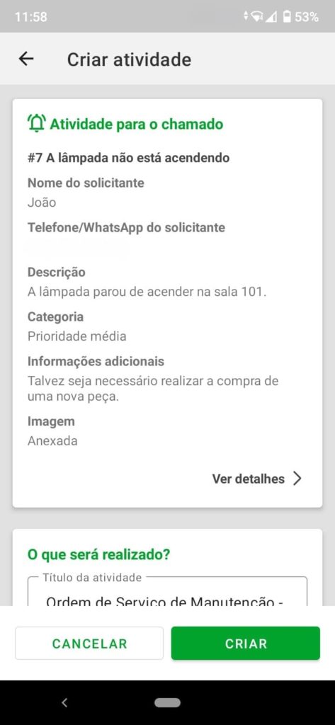 Chamados no app do Produttivo 02