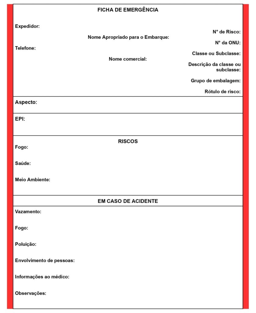 Modelo de Ficha de Emergência