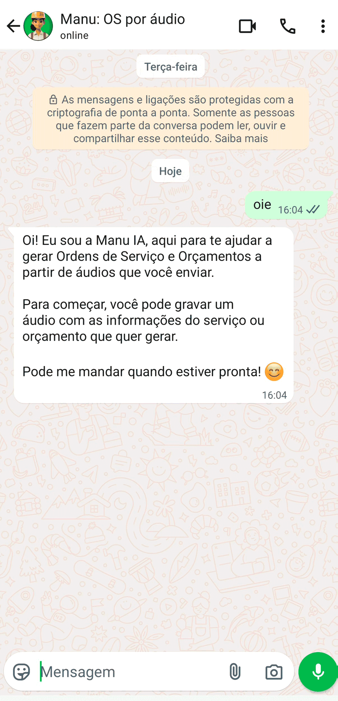 gerador de ordem de serviço grátis Manu IA