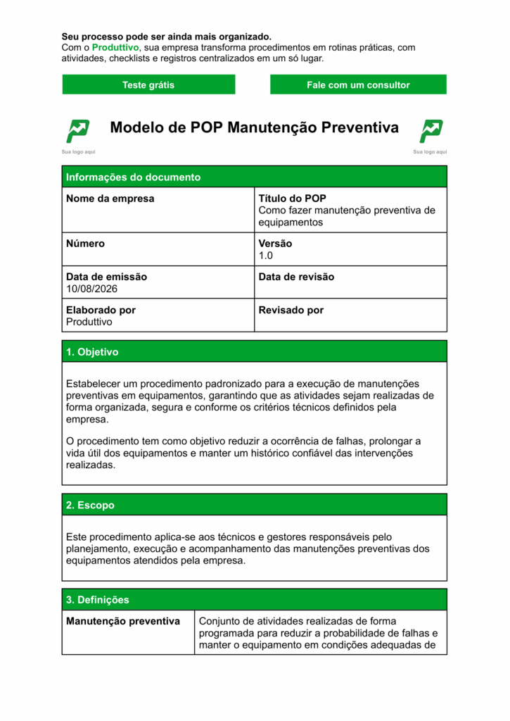 Modelo de POP manutenção preventiva 1