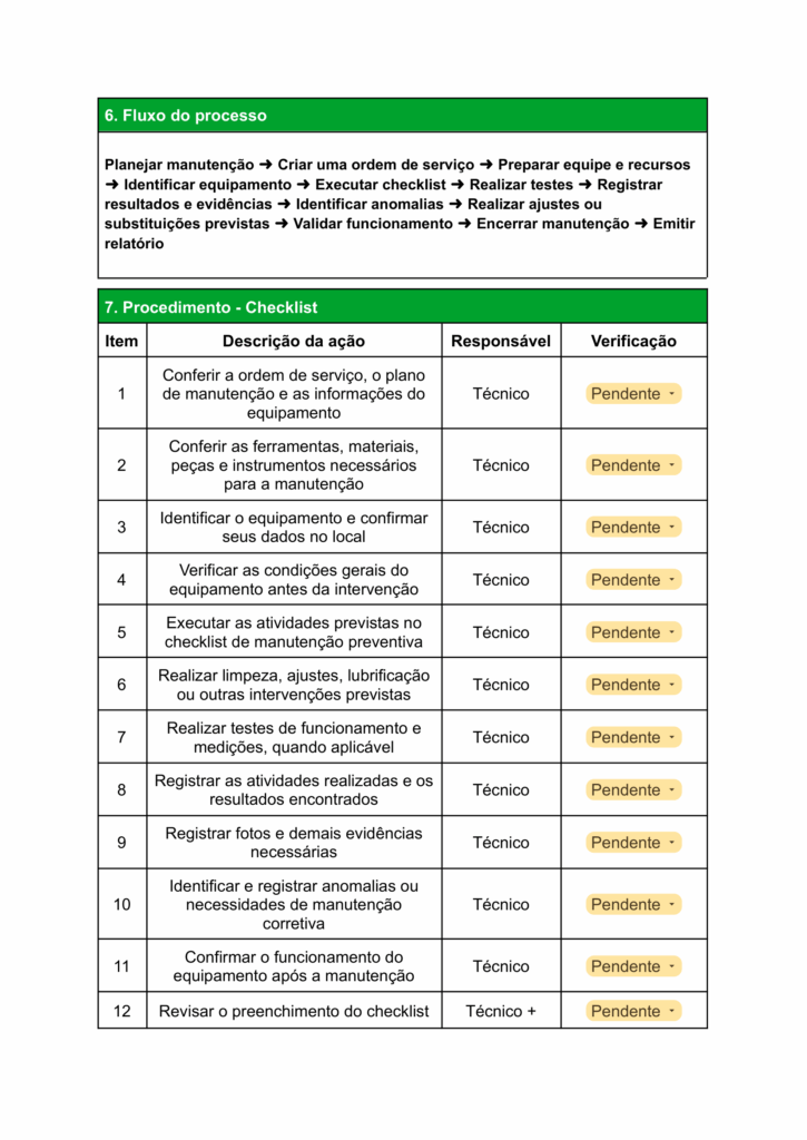Modelo de POP manutenção preventiva 3