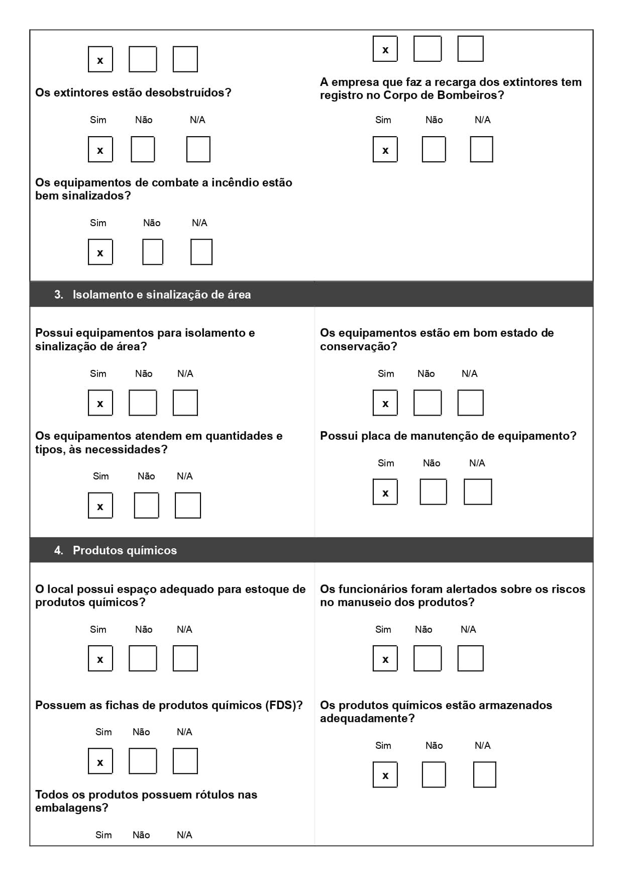 Imagem mostrando um modelo em Word de checklist de segurança do trabalho