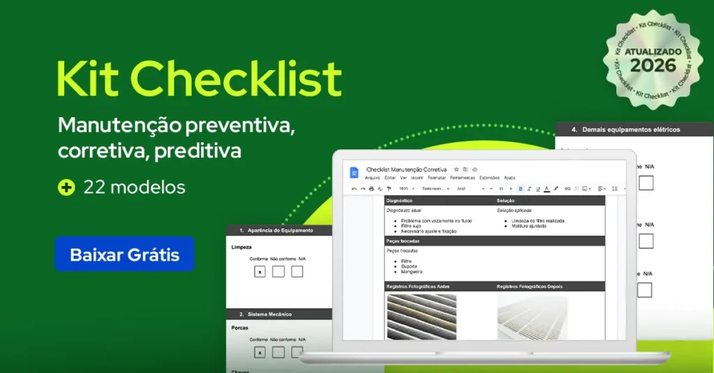 kit checklist 2026 - manutenção preventiva, corretiva e preditiva
