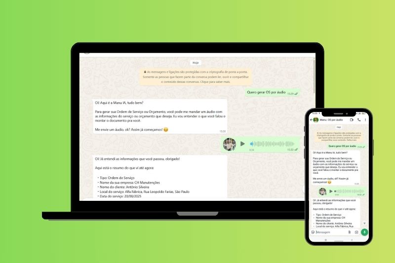 mockups do gerador de ordem de serviço grátis do Produttivo