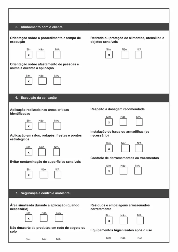 modelo de checklist de dedetização