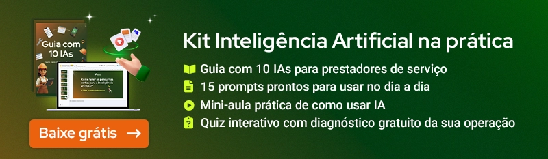 baixe gratuitamente o kit IA na prática do Produttivo. 4 materiais gratuitos para prestadores de serviço