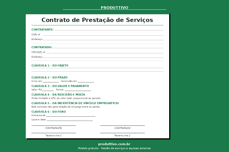Modelo de contrato de prestação de serviços com cláusulas obrigatórias – Produttivo