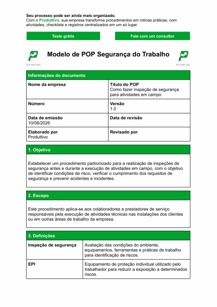 Modelo de POP Segurança do trabalho 1