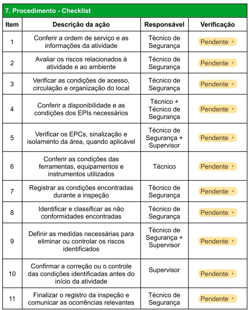 POP segurança do trabalho passo a passo